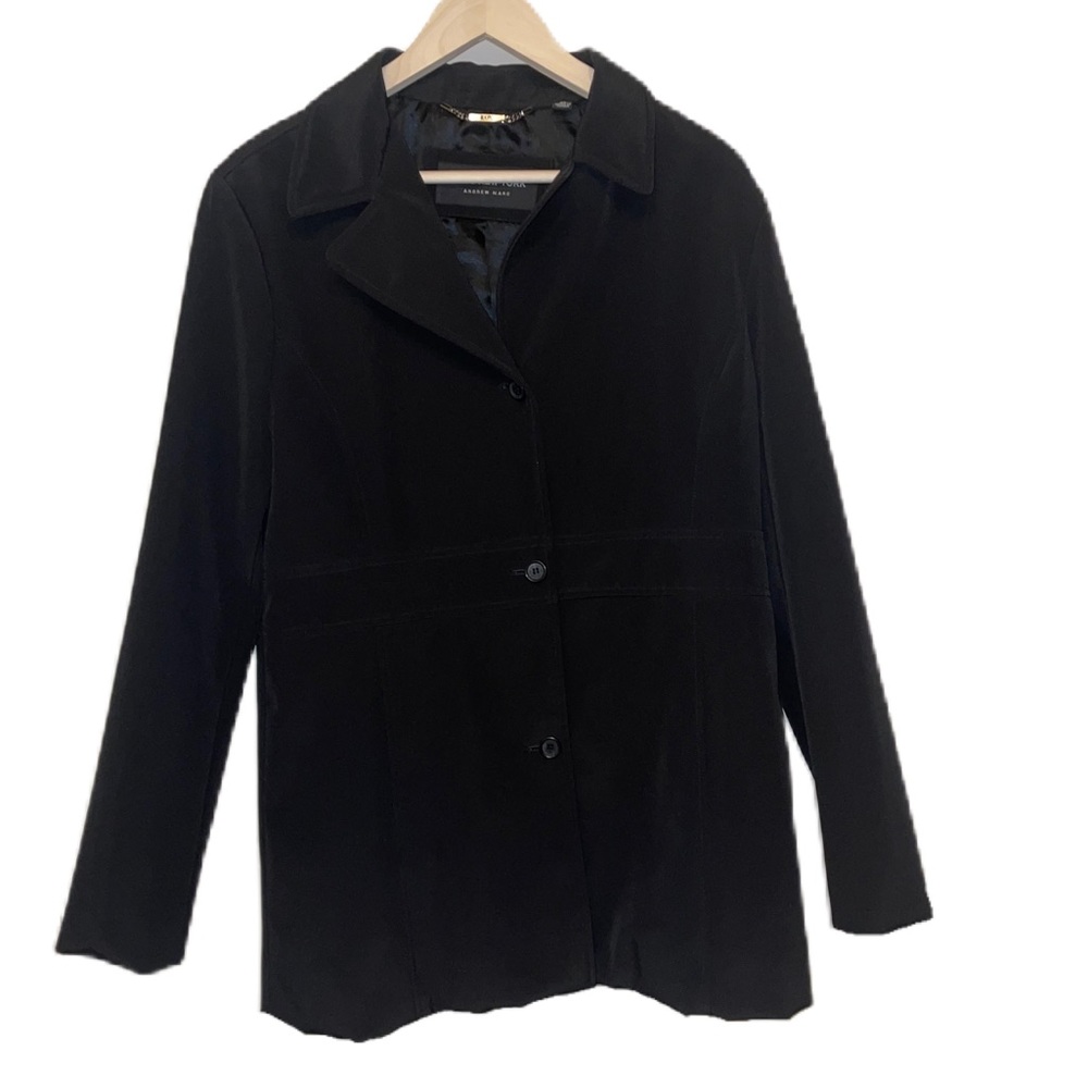 Marc New York Andrew Marc Black Button Front Sleek Pea Coat Outdoor Jacket